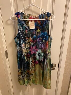 NWT Unity World Wear L Beach Dress Large Sublimation Colorful Sleeveless Knee